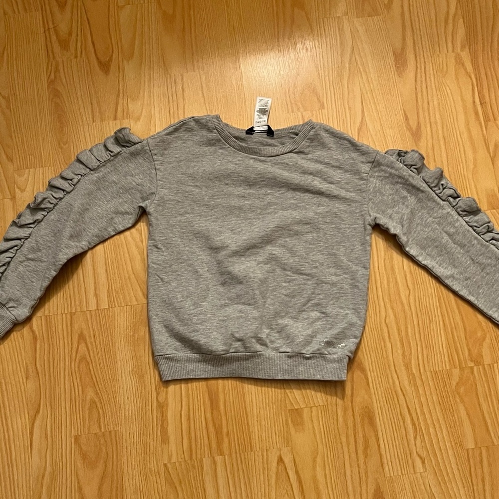 Bebe Girls Size M 7-8 Grey Beaded Roche Sweater